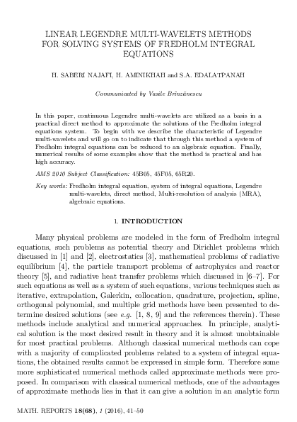 (PDF) Linear Legendre Multi-Wavelets Methods for Solving Systems of ...