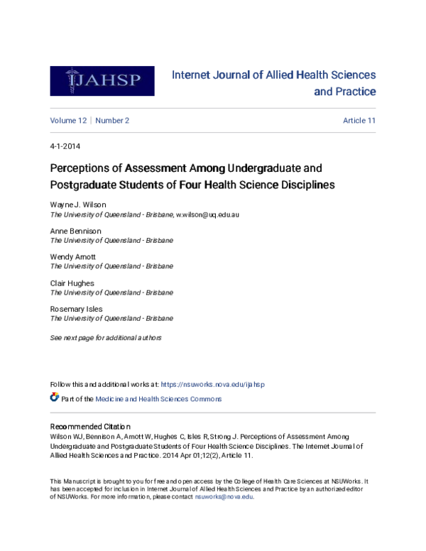 (PDF) Perceptions of Assessment Among Undergraduate and Postgraduate ...
