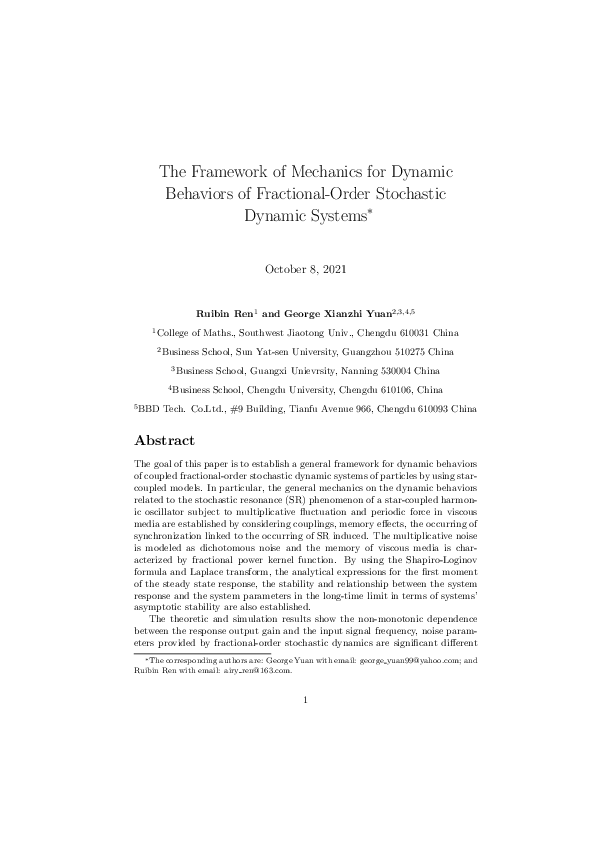 (PDF) The Framework of Mechanics for Dynamic Behaviors of Fractional ...