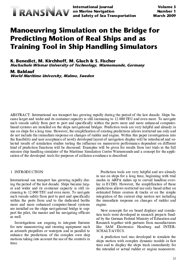 (PDF) Manoeuvring simulation on the bridge for predicting motion of ...