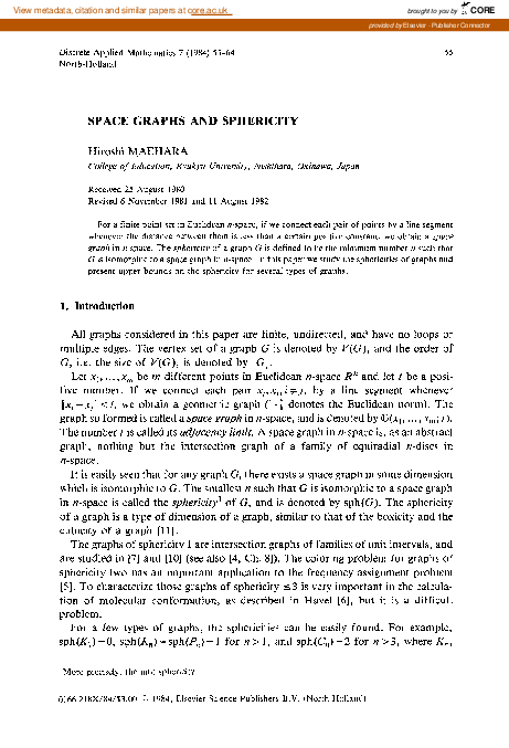 (PDF) Space graphs and sphericity