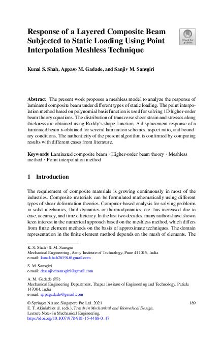 (PDF) Response of a Layered Composite Beam Subjected to Static Loading ...