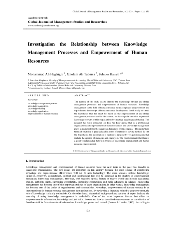(PDF) Investigation the Relationship between Knowledge Management ...