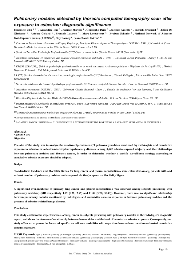 (PDF) Pulmonary nodules detected by thoracic computed tomography scan ...