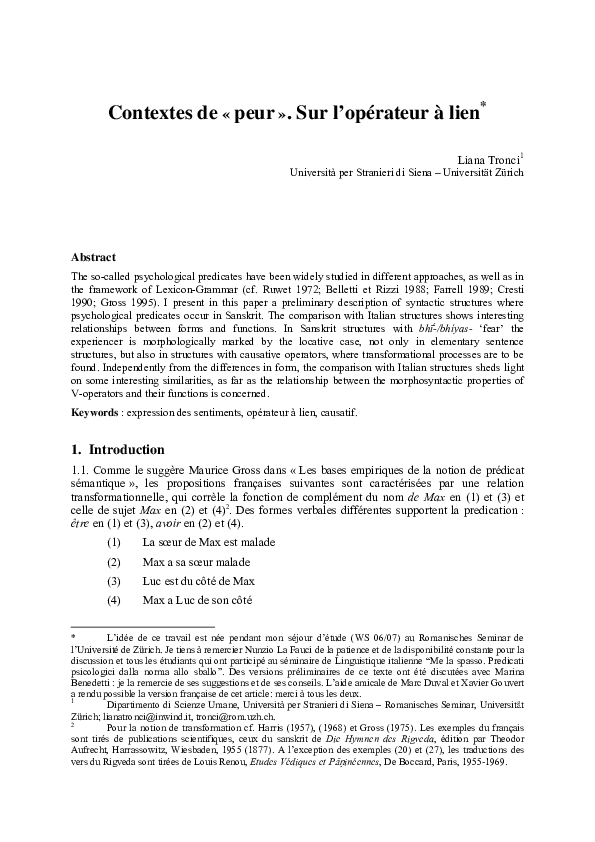 Contextes de “peur”. Sur l’opérateur à lien