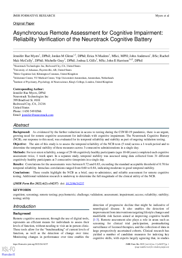 (PDF) Asynchronous Remote Assessment for Cognitive Impairment ...