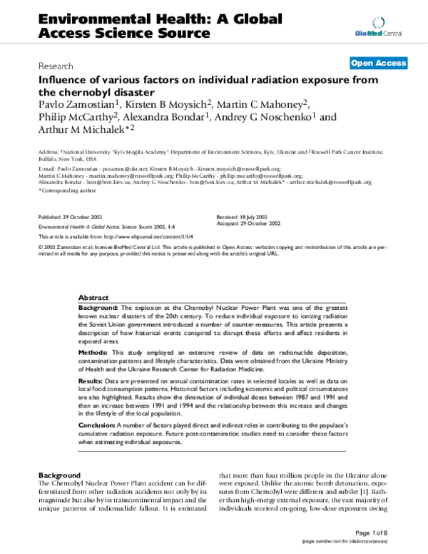 (PDF) Influence of various factors on individual radiation exposure ...