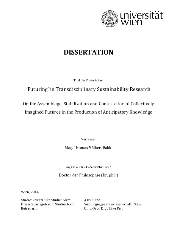 (PDF) Futuring" in transdisciplinary sustainability research