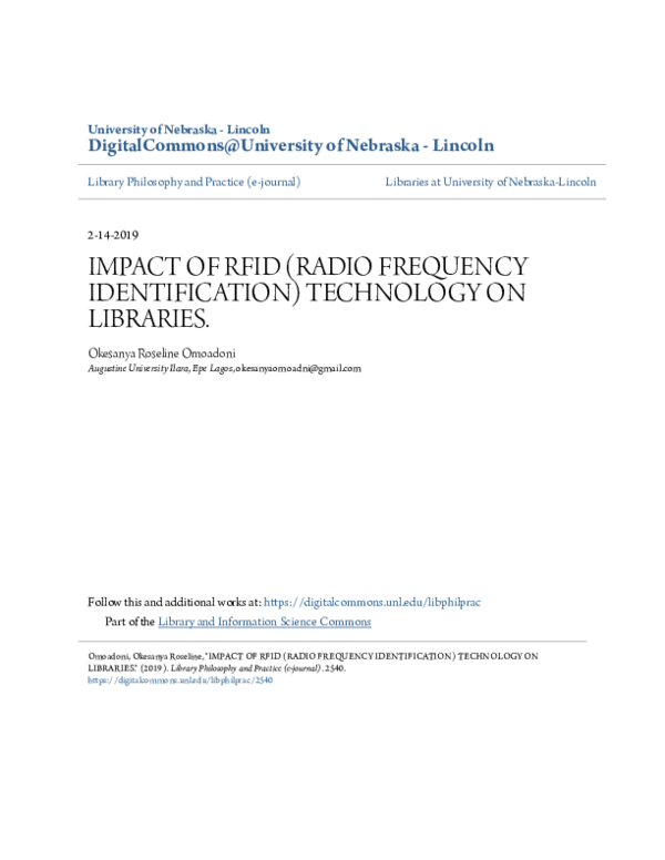 (PDF) Impact of Rfid (Radio Frequency Identification) Technology on ...