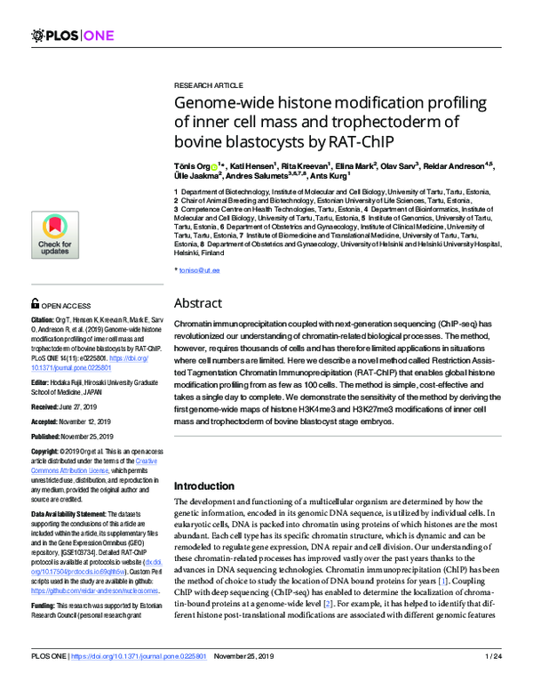 (PDF) Genome-wide histone modification profiling of inner cell mass and ...