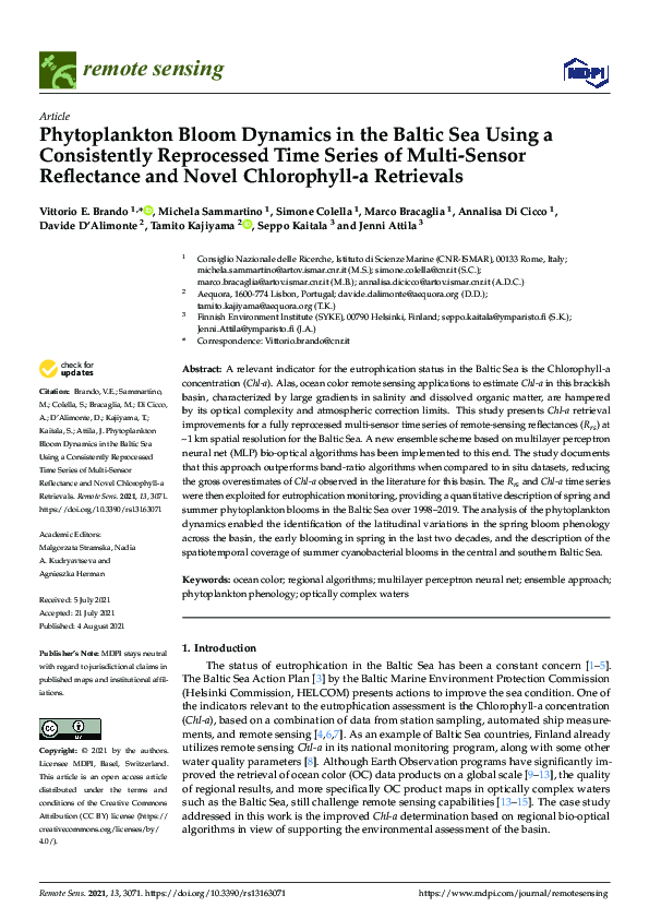 (PDF) Phytoplankton Bloom Dynamics in the Baltic Sea Using a ...