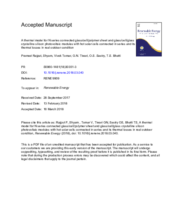 (PDF) A thermal model for N series connected glass/cell/polymer sheet ...