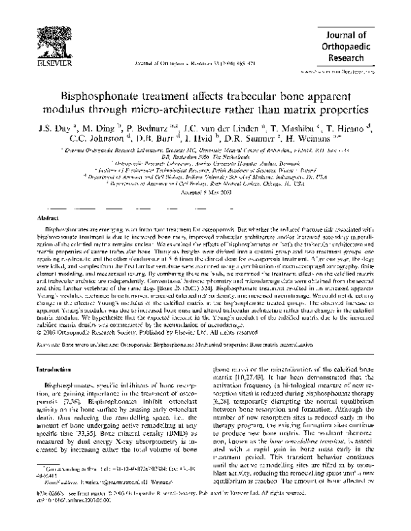 (PDF) Bisphosphonate treatment affects trabecular bone apparent modulus ...