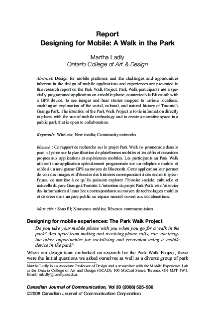 (PDF) Report Designing for Mobile: A Walk in the Park