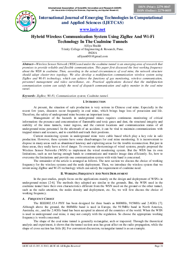 (PDF) Hybrid Wireless Communication System Using ZigBee And Wi-Fi ...