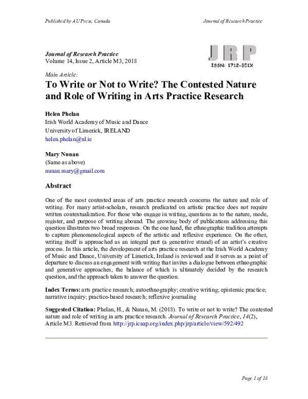 (PDF) To Write or Not to Write? The Contested Nature and Role of ...