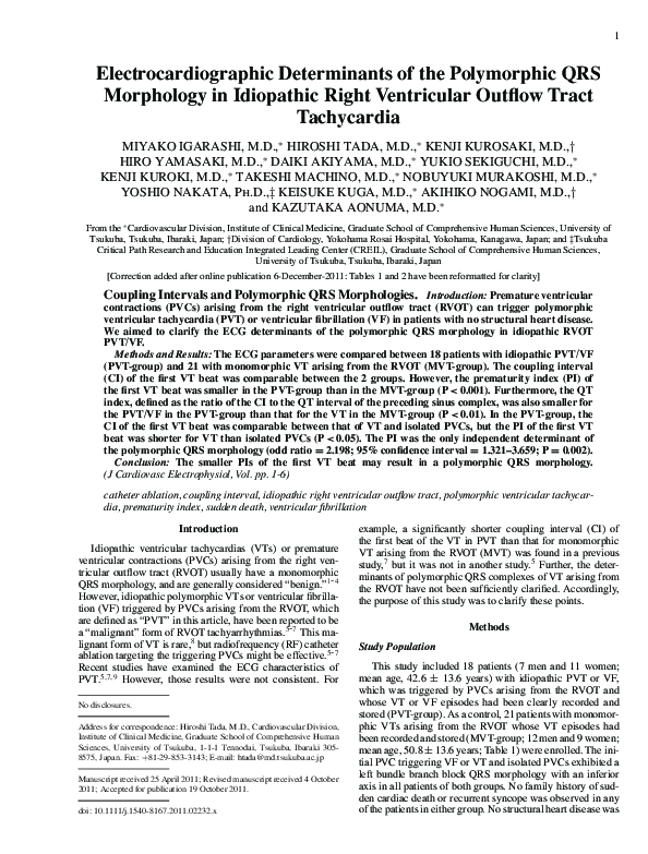 (PDF) Electrocardiographic Determinants of the Polymorphic QRS ...