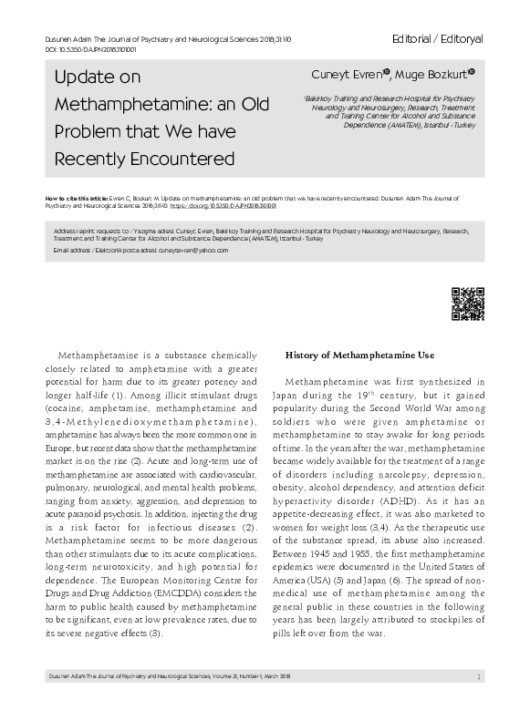 (PDF) Update on methamphetamine: an old problem that we have recently ...