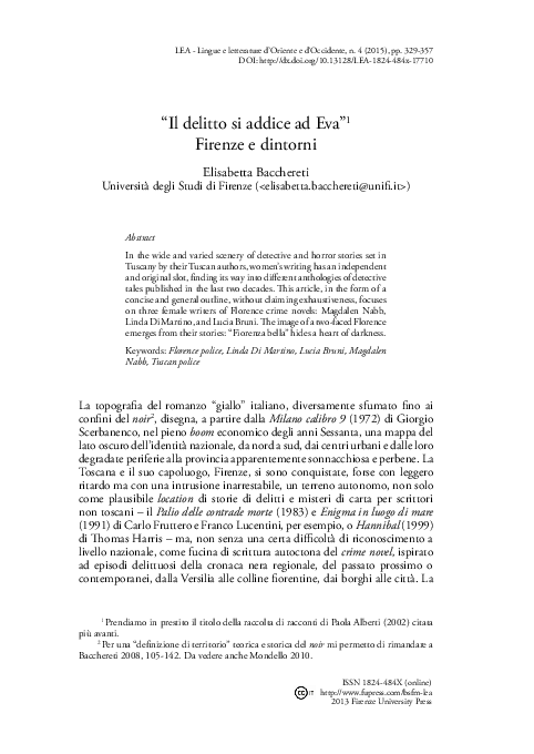 Il delitto si addice ad Eva" 1 Firenze e dintorni