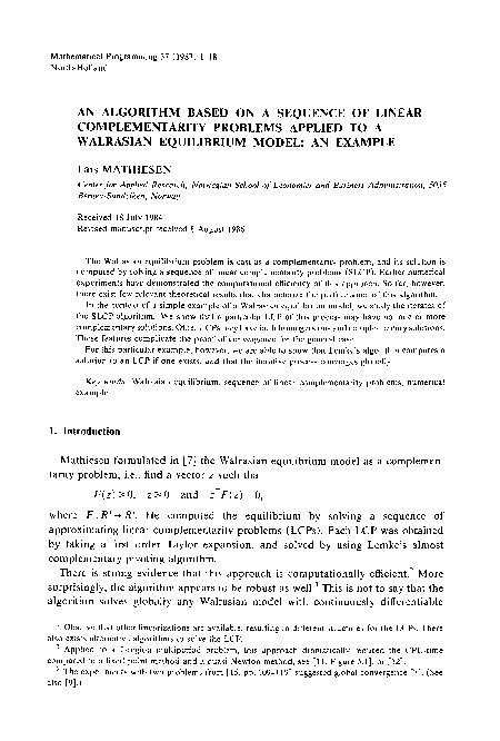 (PDF) An algorithm based on a sequence of linear complementarity ...