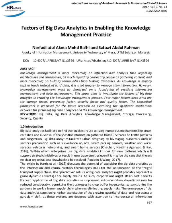 (PDF) Factors of Big Data Analytics in Enabling the Knowledge ...