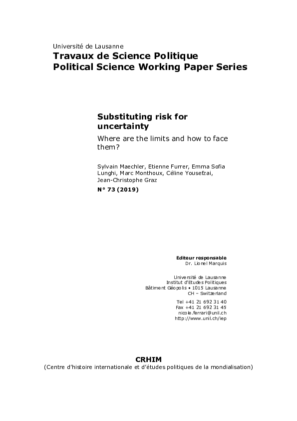 (PDF) Substituting risk for uncertainty. Where are the limits and how ...