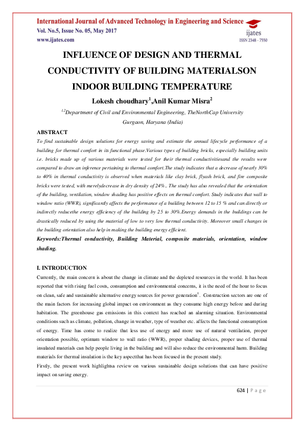 (PDF) Influence of Design and Thermal Conductivity of Building ...