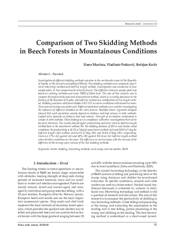 (PDF) Comparison of Two Skidding Methods in Beech Forests in ...