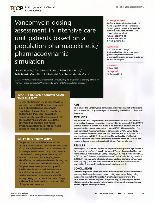 (PDF) Vancomycin dosing assessment in intensive care unit patients ...