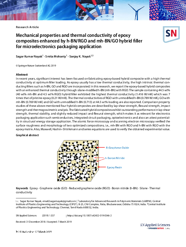 (PDF) Mechanical properties and thermal conductivity of epoxy ...