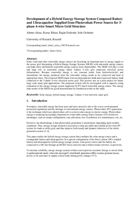 (PDF) Development of a Hybrid Energy Storage System Composed Battery ...