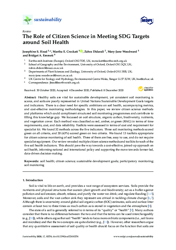 (PDF) The Role of Citizen Science in Meeting SDG Targets around Soil Health