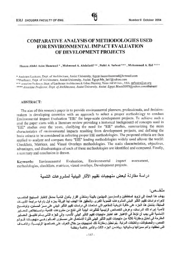 (PDF) Comparative Analysis of Methodologies Used for Environmental ...