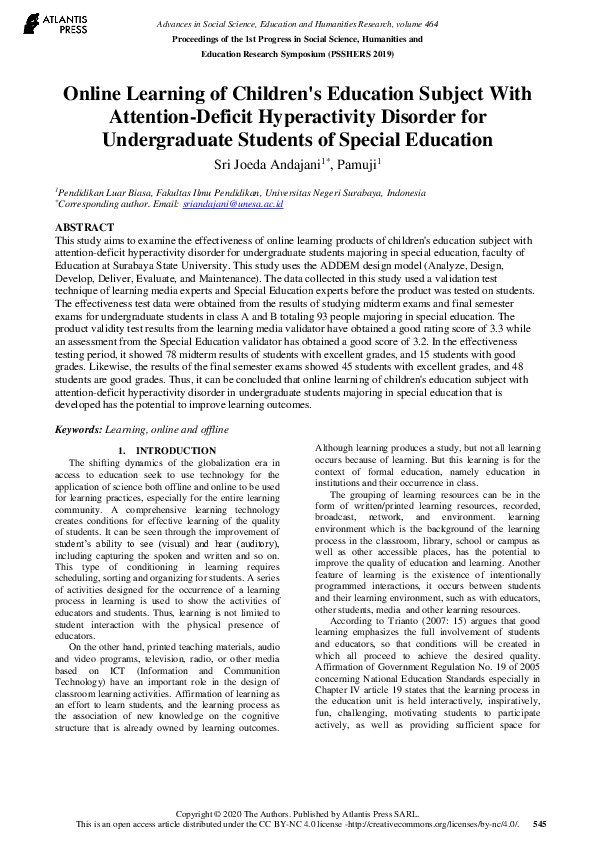 Image showcasing (PDF) Online Learning of Children's Education Subject With Attention ...
