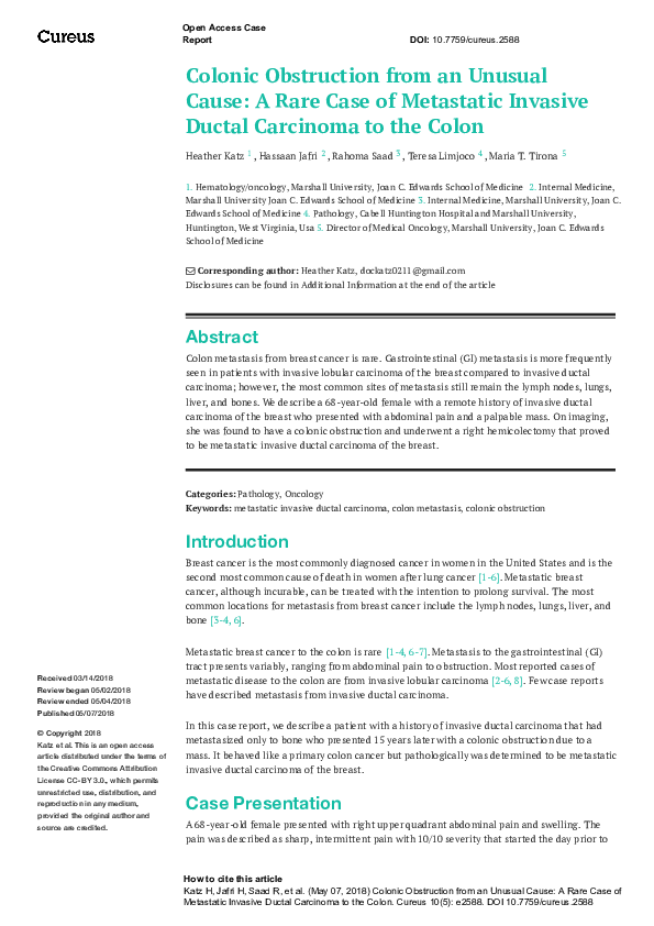 (PDF) Colonic Obstruction from an Unusual Cause: A Rare Case of ...