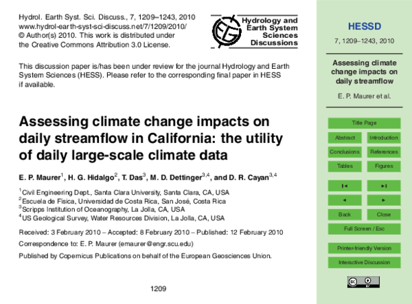 (PDF) Assessing climate change impacts on daily streamflow in ...