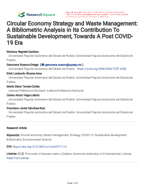 (PDF) Circular Economy Strategy and Waste Management: A Bibliometric ...