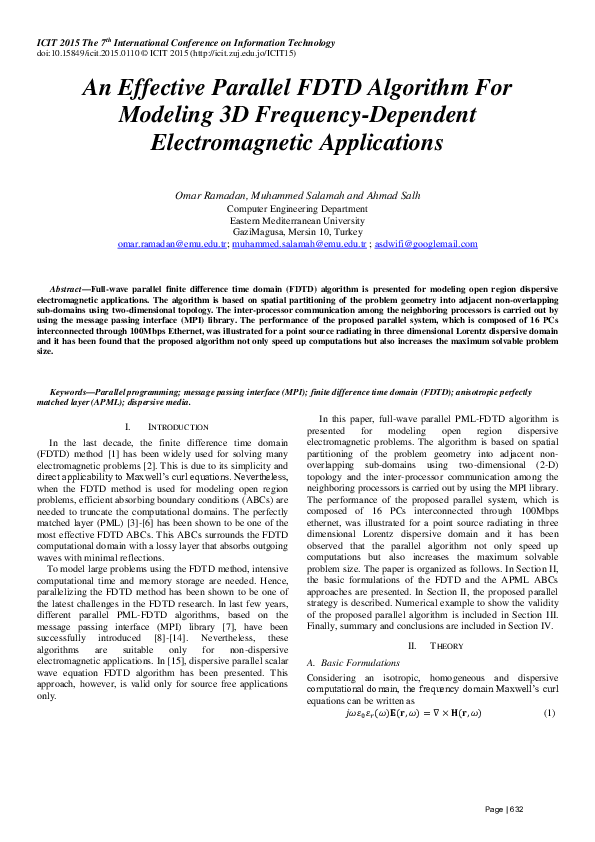 (PDF) An Effective Parallel FDTD Algorithm For Modeling 3D Frequency ...