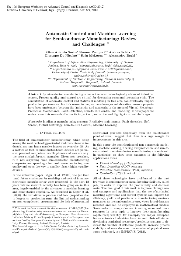 (PDF) Automatic Control and Machine Learning for Semiconductor ...
