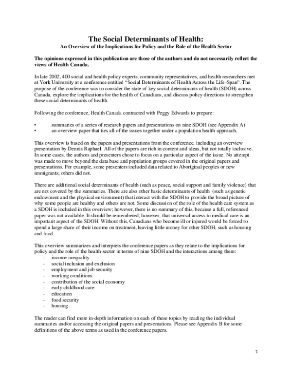 (PDF) The Social Determinants of Health