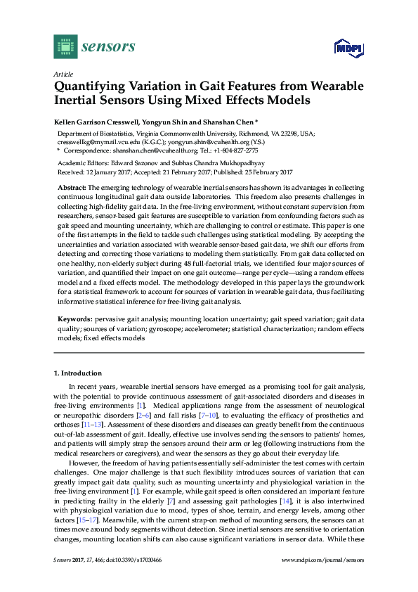 (PDF) Quantifying Variation in Gait Features from Wearable Inertial ...