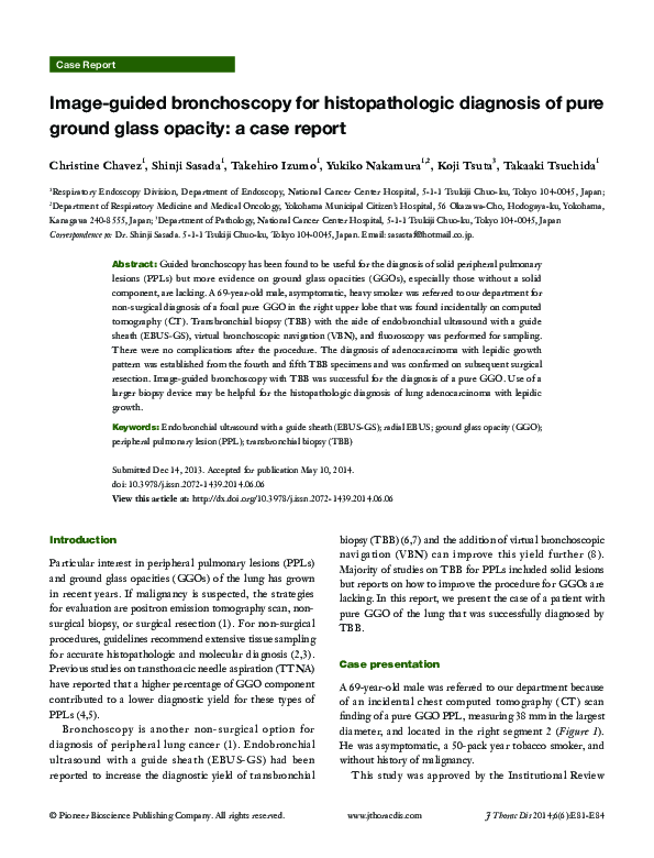 (PDF) Image-guided bronchoscopy for histopathologic diagnosis of pure ...