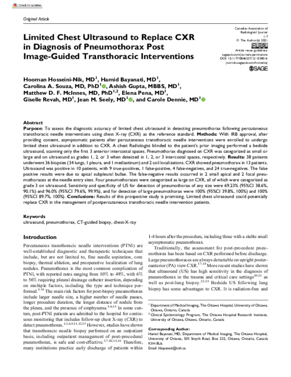 (PDF) Limited Chest Ultrasound to Replace CXR in Diagnosis of ...