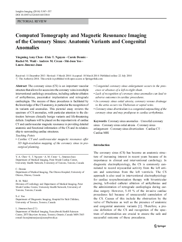 (PDF) Computed Tomography and Magnetic Resonance Imaging of the ...