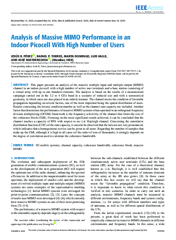 (PDF) Analysis of Massive MIMO Performance in an Indoor Picocell With ...