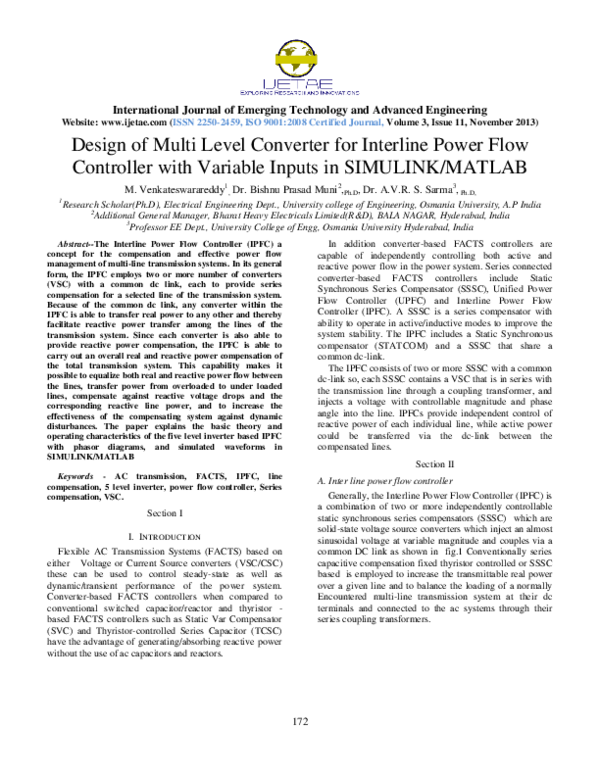 (PDF) Design of Multi Level Converter for Interline Power Flow ...