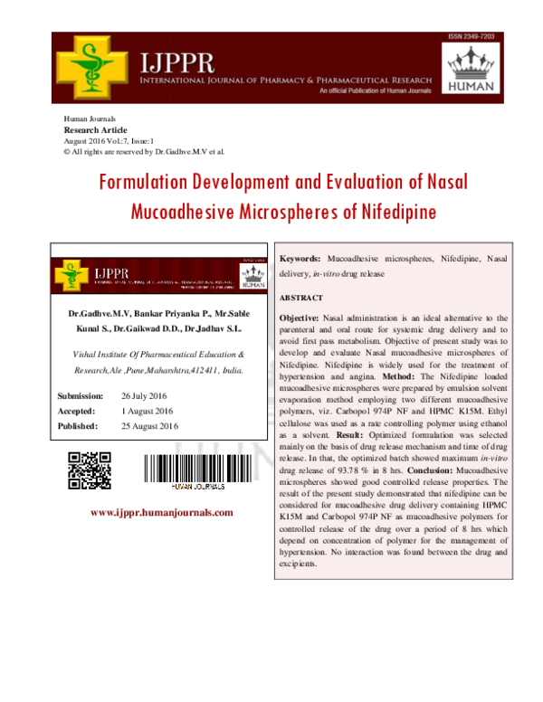 (PDF) Formulation Development and Evaluation of Nasal In-Situ Gel of ...