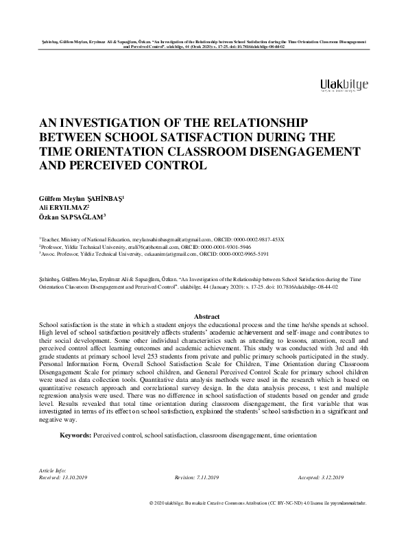 (PDF) An Investigation of the Relationship between School and Pupil ...