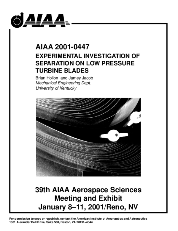 (PDF) Experimental investigation of separation on low pressure turbine ...