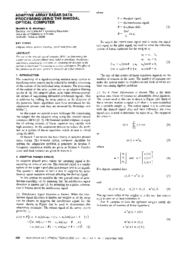 (PDF) Adaptive array radar data processing using the bimodal optical ...